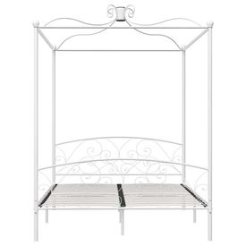 Cadru de pat cu baldachin, alb, 160 x 200 cm, metal - Img 2