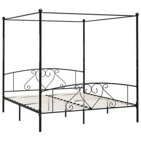 Cadru de pat cu baldachin, negru, 180 x 200 cm, metal