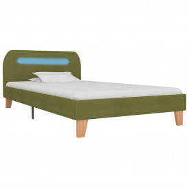 Cadru de pat cu LED-uri, verde, 90 x 200 cm, material textil - Img 2