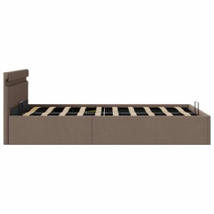 Cadru pat hidraulic depozitare LED gri taupe 120x200 cm textil - Img 3