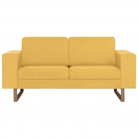 Canapea cu 2 locuri, galben, material textil - Img 3