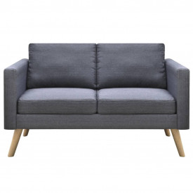 Canapea cu 2 locuri, material textil, gri închis - Img 3