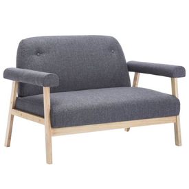 Canapea cu 2 locuri, material textil, gri închis - Img 2