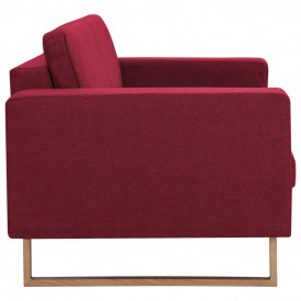 Canapea cu 3 locuri, bordo, material textil - Img 4