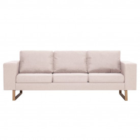 Canapea cu 3 locuri, crem, material textil - Img 3