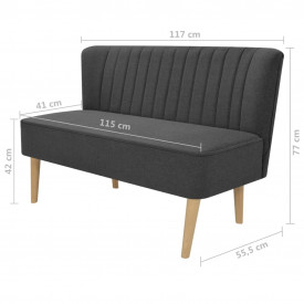 Canapea din material textil, 117 x 55,5 x 77 cm, gri închis - Img 4
