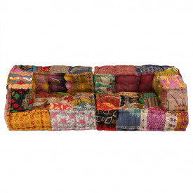 Canapea modulară cu 2 locuri, brațe, material textil, patchwork - Img 5