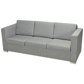 Canapea pentru 3 persoane, material textil, gri deschis - Img 2