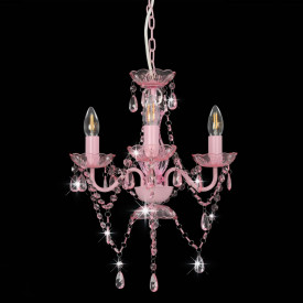 Candelabru cu mărgele, roz, rotund, 3 becuri E14 - Img 3