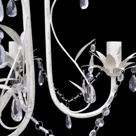 Candelabru elegant cu cristale, Alb - Img 3