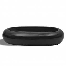 Chiuvetă de baie din ceramică, ovală, negru - Img 3