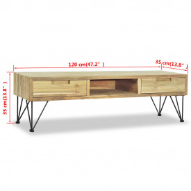 Comodă TV 120 x 35 x 35 cm, lemn tec masiv - Img 10