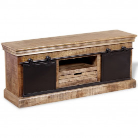 Comodă TV cu 2 uși glisante lemn de mango masiv 110x30x45 cm - Img 6