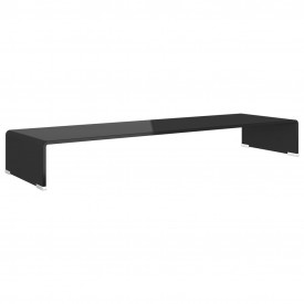 Comodă TV/Suport monitor din sticlă, 100 x 30 x 13 cm, negru - Img 2