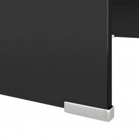 Comodă TV/Suport monitor, sticlă, 70 x 30 x 13 cm, negru - Img 5