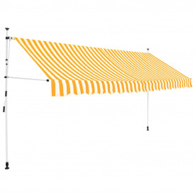 Copertină retractabilă manual, 400 cm, dungi galben și alb