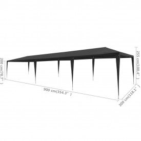 Cort de petrecere, antracit, 3 x 9 m, PE - Img 6