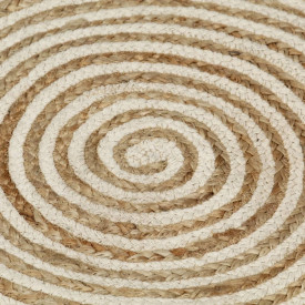 Covor manual cu imprimeu spirală, alb, 150 cm, iută - Img 4