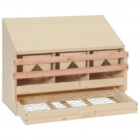 Cuibar găini cu 3 compartimente, 72x33x54 cm, lemn masiv pin - Img 3