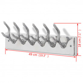 Cuier din aluminiu pentru haine, pălării, cravate, argintiu - Img 5