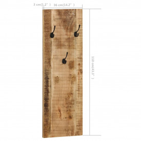 Cuier haine de perete, 2 buc., lemn masiv de mango 36x110x3 cm - Img 8