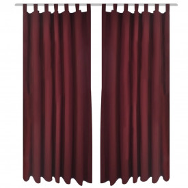 Draperie micro-satin cu bride 140 x 225 cm, bordo, 2 buc