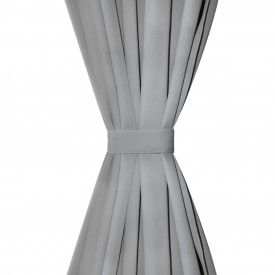 Draperii micro-satin cu bride, 2 buc, 140 x 225 cm, gri - Img 3