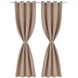Draperii opace cu inele metalice 2 buc. 135 x 245 cm, crem - Img 2