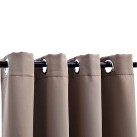 Draperii opace cu inele metalice, 2 buc., gri taupe, 140x225 cm - Img 3