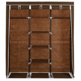 Dulap cu bare și compartimente, maro, 150x45x175 cm, textil - Img 4