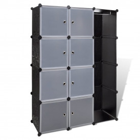 Dulap modular cu 9 compartimente, 37x115x150 cm, negru și alb - Img 2