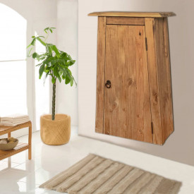 Dulap suspendat baie, lemn masiv de pin reciclat, 42x23x70 cm - Img 10