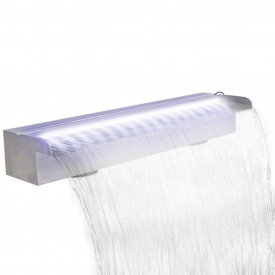 Fântâna dreptunghiulară tip cascadă, oțel inoxidabil cu ​​LED, 60 cm - Img 1