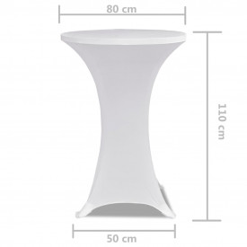 Faţă de masă pentru mese înalte Ø 80 cm Alb Elasticizată 2 buc - Img 5