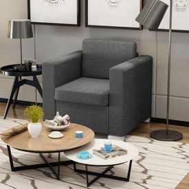 Fotoliu din material textil, gri închis