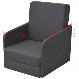 Fotoliu extensibil material textil 59,5x72x72,5cm gri închis - Img 5