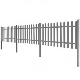 Gard cu ţăruşi, WPC, 3 buc, 6 m lungime 60 cm înălțime, gri - Img 2
