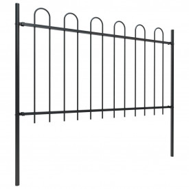 Gard de grădină cu vârf curbat, negru, 5,1 x 1 m, oțel - Img 2