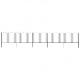 Gard de grădină cu vârf curbat, negru, 8,5 x 1,2 m, oțel