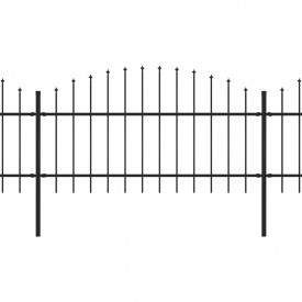 Gard de grădină cu vârf suliță, negru, (1-1,25) x 3,4 m oțel - Img 2