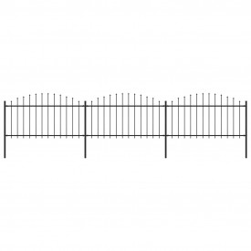 Gard de grădină cu vârf suliță, negru, (1,25-1,5)x5,1 m oțel
