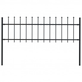 Gard de grădină cu vârf suliță, negru, 1,7 x 0,6 m, oțel