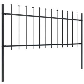 Gard de grădină cu vârf suliță, negru, 15,3 x 0,8 m, oțel