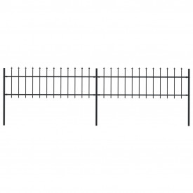 Gard de grădină cu vârf suliță, negru, 3,4 x 0,6 m, oțel