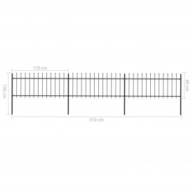 Gard de grădină cu vârf suliță, negru, 5,1 x 0,8 m, oțel - Img 5