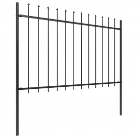Gard de grădină cu vârf suliță, negru, 6,8 x 1,2 m, oțel - Img 2