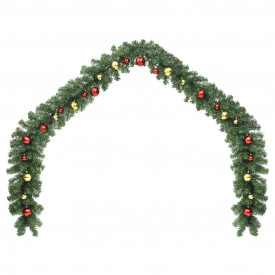 Ghirlandă de Crăciun decorată cu globuri și becuri LED, 10 m - Img 2
