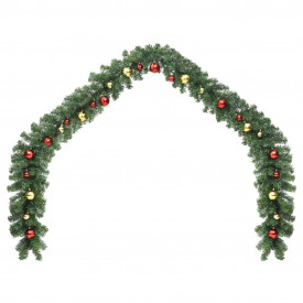 Ghirlandă de Crăciun decorată cu globuri și becuri LED, 5 m - Img 2