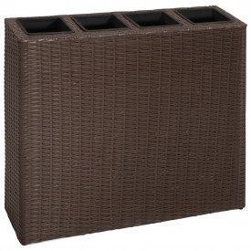 Ghiveci rectangular din ratan pentru grădină, 1 buc, Maro
