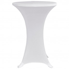 Husă de masă cu picior Ø60 cm, 4 buc., alb, elastic - Img 4
